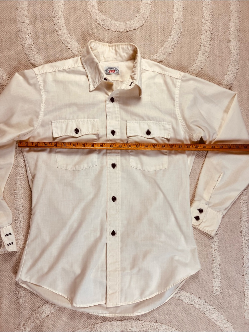 Vintage 70s Levi’s Saddleman Western Work Shirt – White Tab - Ivory Chambray – M - Picture 9 of 12